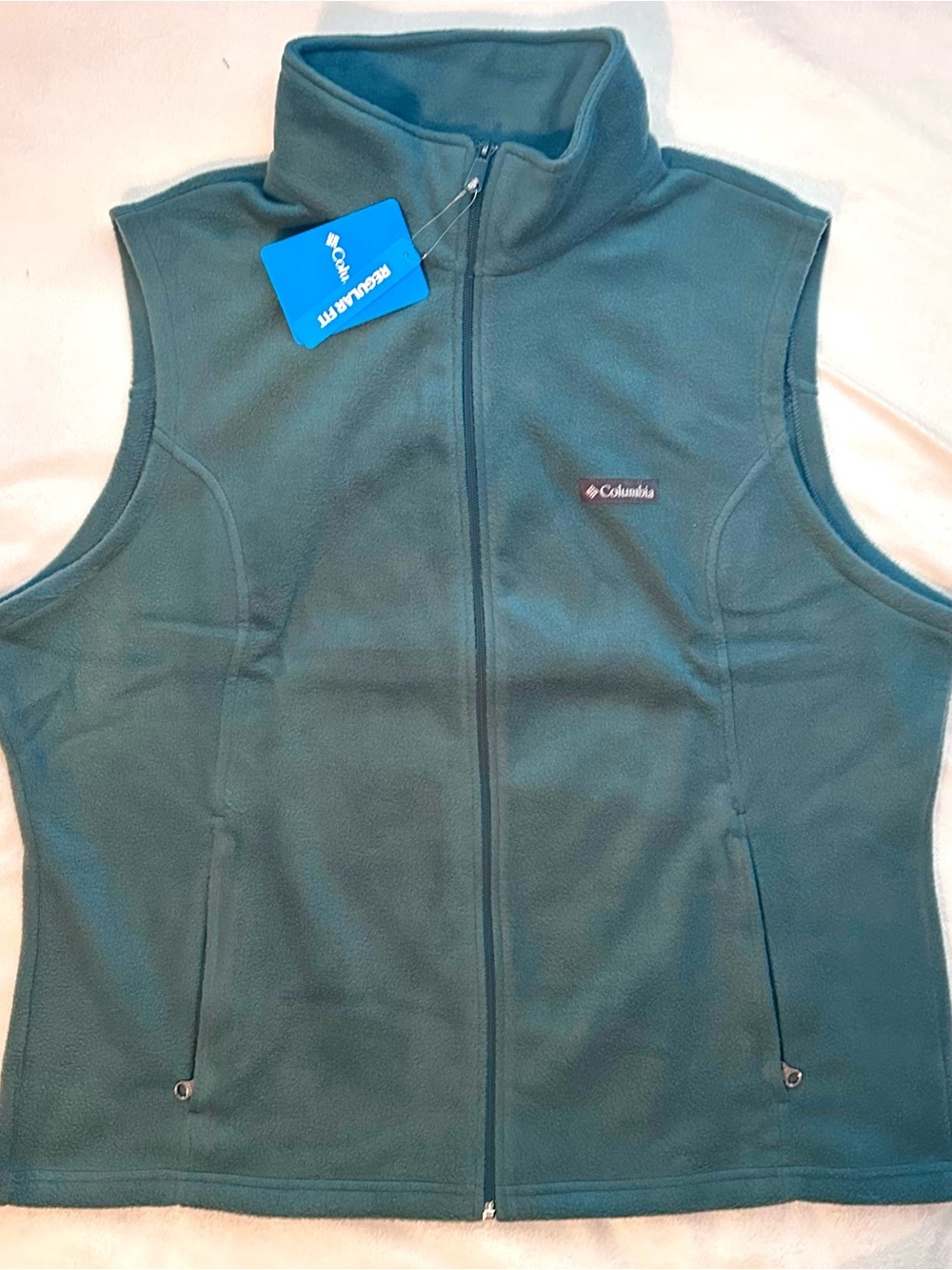 Columbia Benton Springs Teal Fleece Vest Full Zip Pockets Regular Fit XXL Womens